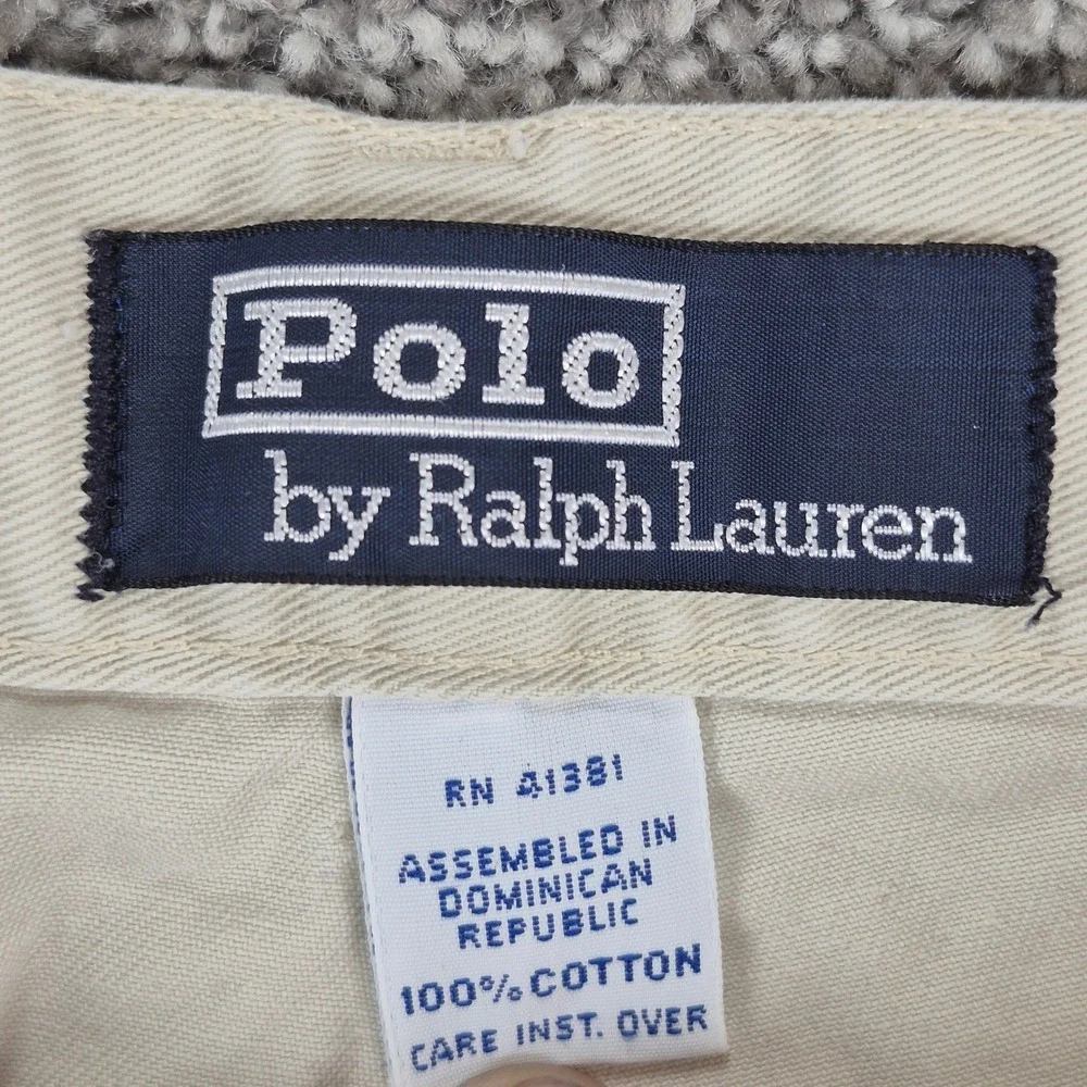 Polo Ralph Lauren Pleated Short Mens 36 Khaki‎ Tan Chino Cotton